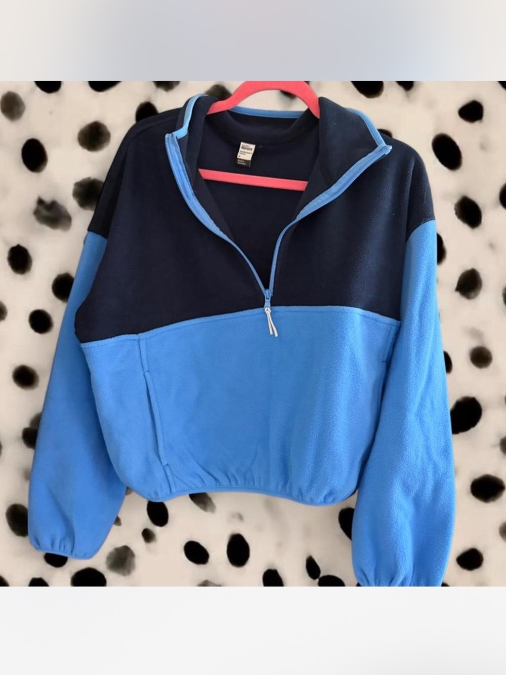 Old Navy Two-Tone Quarter-Zip Fleece Pullover - Light Blue & Navy
